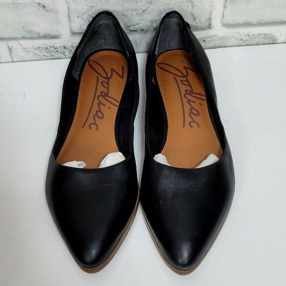 ZODIAC Womens 7 EU37 Black‎ Leather Hill Pointed Toe Slip On Flats - Picture 3 of 9